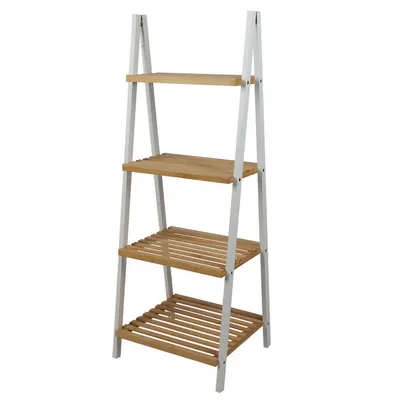 Obrázek produktu pro DOCHTMANN Regál policový 4 patra, tvar A, 40x30x109 cm, bílý, bambus