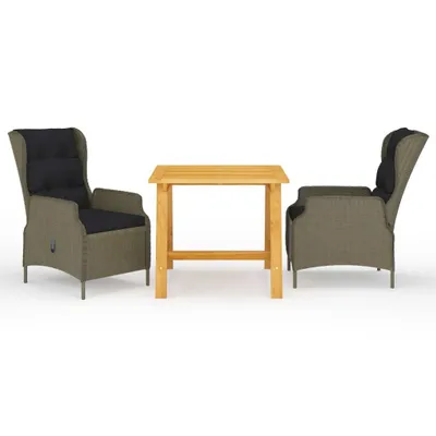 Produktbild von Gartenmöbel-Set 3-tlg. Braun Akazien-Massivholz PE-Rattan Stahl