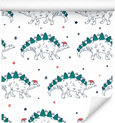 Produktbild von 10m VLIES TAPETE Rolle Kinderzimmer Dinosaurier Sterne Schneeflocken XXL
