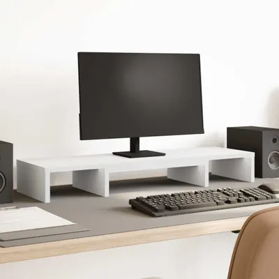 Produktbild von "SALE 2026"Bildschirmständer/Monitorständer - Modernes Notebookständer - Verstellbar Weiß 80x24x10,5cm Holzwerkstoff DE227393 - Computertische
