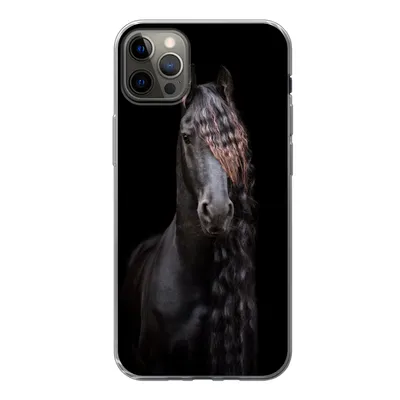 Produktbild von MuchoWow® Handyhülle Schutzhülle Hülle für iPhone 13 Pro Max Pferde - Friesisch - Mähne - Schwarz - Tiere Silikon Softcase Handy Hülle - Mobiltelefon