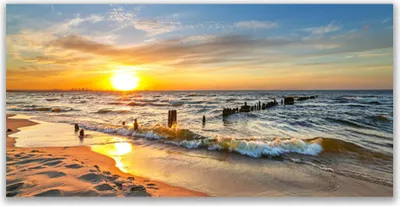 Produktbild von Tulup Leinwand-Bilder 140x70 Wandbild Canvas Kunstdruck Sonne Meer Strand Landschaft