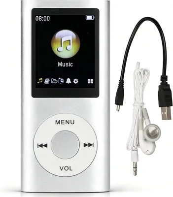 Zdjęcie produktu dla Odtwarzacz MP4, Odtwarzacz muzyki MP3 z 1,8-calowym ekranem LCD, Przenośny, dla dzieci i studentów, Srebrny