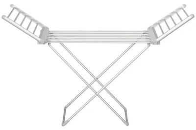 Obrázek produktu pro Elektrický sušák na prádlo s topením – skládací | Barva: stříbrná | Rozměry: 53 x 144 x 91 cm
