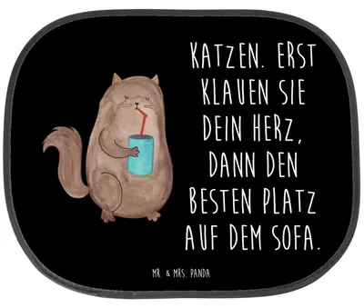 Produktbild von Mr. & Mrs. Panda Auto Sonnenschutz Katze Dose - Schwarz - Geschenk, Bezaubernd, Cat, für, Herz, Sonnenblende, Hitzeschutz, Cats, Katzen, seitenscheibe