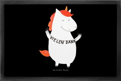 Produktbild von Mr. & Mrs. Panda fußmatte Einhorn Dankeschön 50 x 75 cm - Schwarz - Geschenk, Unicorn, Danke, Sauberlaufmatte, Danksagung, Bodenvorleger, Schmutzmatte, Fußabtreter