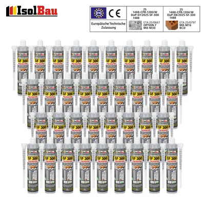 Isolbau SF 300 Verbundmörtel 36 x 300 ml + 72 x Statikmischer Injektionsmörtel Klebemörtel
