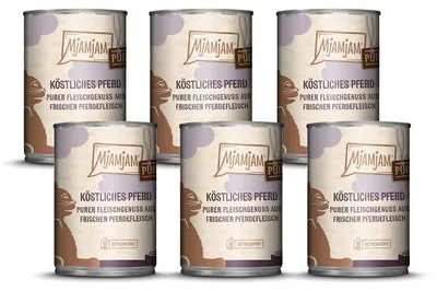 Obrázok produktu pre MjAMjAM - 6x400g čistého konského mokrého krmiva pre mačky hlavné krmivo prírodné