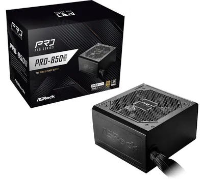 Produktbild von Asrock PRO-850G, 850 W, 100 - 240 V, 50/60 Hz, 12 - 6 A, 100 W, 850 W
