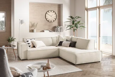 Produktbild von KAWOLA Sofa SAMU Ecksofa Cord cremeweiß Recamiere rechts