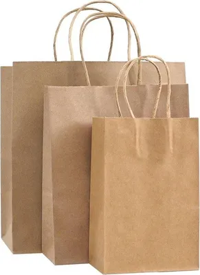 Produktbild von Papiertüten mit Griffen - Braune Tüten - 130 Stück