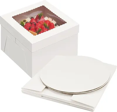 Produktbild von Weiße Cupcake-Transportboxen - 2 Stück - Karton mit Sichtfenster - 8 in Kartonverpackung für Kuchen - kleine Tortenboxen - Einweg-Tortenhalter für Geburtstage und Feiern
