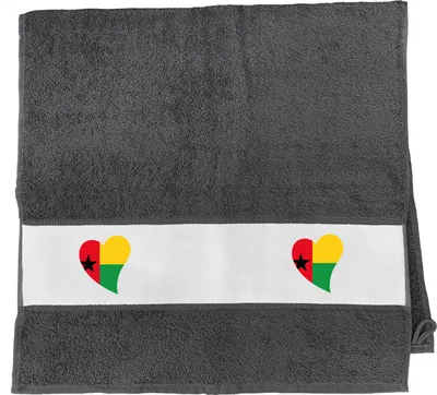 Produktbild von Huuraa Handtuch Guinea-Bissau Flagge Herz 50x100cm Graphite Baumwolle Handtuch Geschenkidee