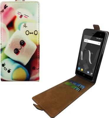 Produktbild von Handyhülle Tasche Flip für Wiko Jerry 2 Schriftzug Marshmallows