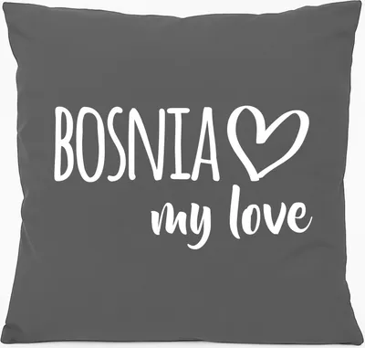Produktbild von Huuraa Kissen Bosnia my love 40x40cm mit Füllung Steel Grey Baumwolle Dekokissen Geschenkidee