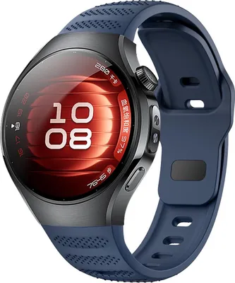 Image de Pour Huawei Watch 5 46mm point de conception de boucle de silicone bracelet de remplacement bleu foncé