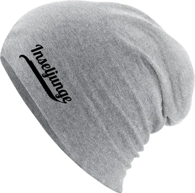 Produktbild von Huuraa Beanie Inseljunge Schriftzug Heather Grey One Size Baumwolle und Elasthan Mütze Geschenkidee