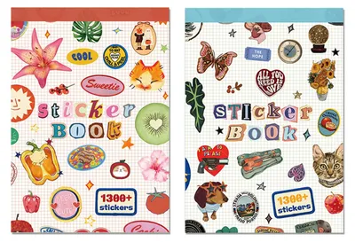 Stickerbuch mit 2300+ Aufklebern für Journaling, Kawaii-Stil