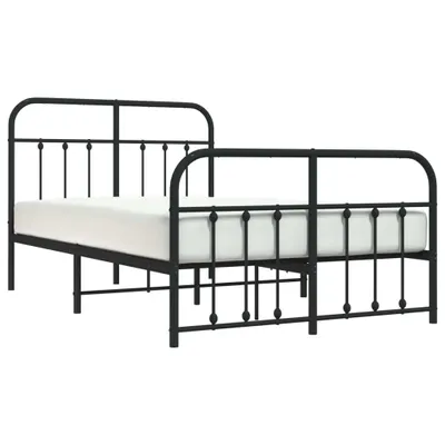 Zdjęcie produktu dla Metalowa rama łóżka z wezgłowiem i zanóżkiem, czarna, 120x200cm