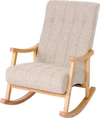 Obrázok produktu pre Hojdacie kreslo HWC-K10, hojdacie kreslo ~ látka/textil krémová, hnedý rám