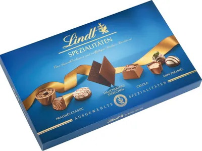 Produktbild von Lindt Hauchdünne Täfelchen köstliche Vollmilchschokolade Vielfalt 250g