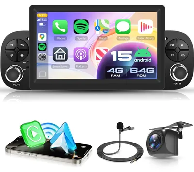 Obrázok produktu pre 4G+64G Android 15 autorádio pre vozidlá FIAT Panda (modelové roky 2013-2020) s bezdrôtovým systémom Carplay