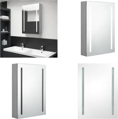 Produktbild von vidaXL LED Spiegelschrank fürs Bad Betongrau 50x13x70 cm - Badezimmerschrank - Badezimmerschränke - Spiegelschrank - Spiegelschränke