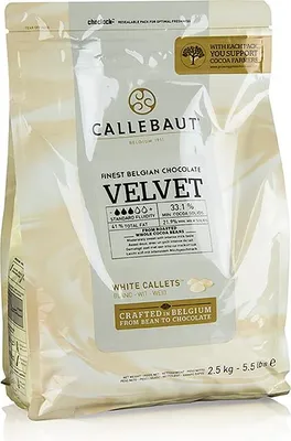 Produktbild von Callebaut, Kuvertüre Callets Velvet, weiße Schokolade32%Kakao(2,5Kg) !! MHD 12.11.2025 !!