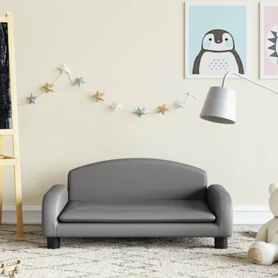 Produktbild von The Living Store Kindersofa Grau 70x45x30 cm Kunstleder