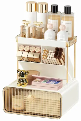 Obrázek produktu pro Dvouvrstvý organizér na make-up se zásuvkami – multifunkční organizér pro kosmetiku