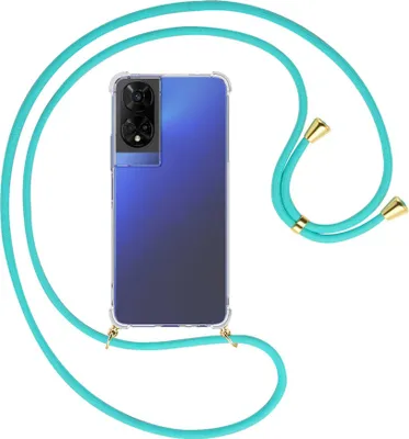 Produktbild von Handykette Backcover-Schutzhülle mit Band (Metall goldfarben) für TCL 50 5G - türkis