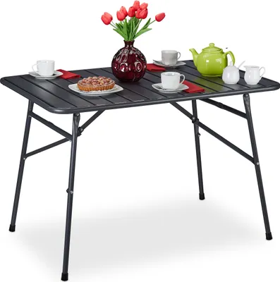 Image de relaxdays Table de jardin anthracite rectangulaire 110,0 x 70,5 x 74,5 cm