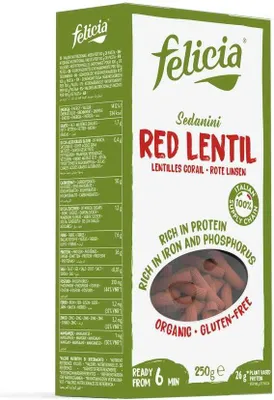 Obrázok produktu pre Felicia Červená šošovica Sedanini250g