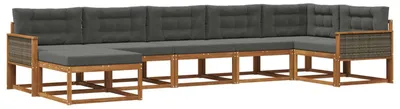 Produktbild von vidaXL Outdoor-Sofagarnitur mit Kissen 7 pcs Natur und Anthrazit