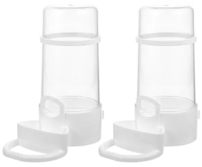 Vogeltränke mit Futterspender, 2 Stück, Kunststoff, 400 ml, Weiß