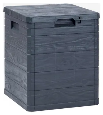Produktbild von Garten-Aufbewahrungsbox in Holzoptik, Kissenbox, Gartentruhe, wasserdicht, 90 L, Anthrazit