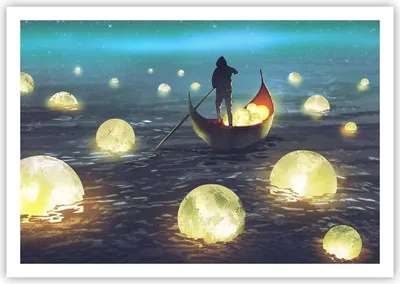 Produktbild von Poster - Poster ohne Rahmen - Boot Wasser Märchen - 100x70 cm - Wand Bild - Wanddeko - Wandbilder - Kunstposter - Wandposter - Bilder - Kunstdruck - Wanddekoration - Wandbild - P2XAA100x70-4002