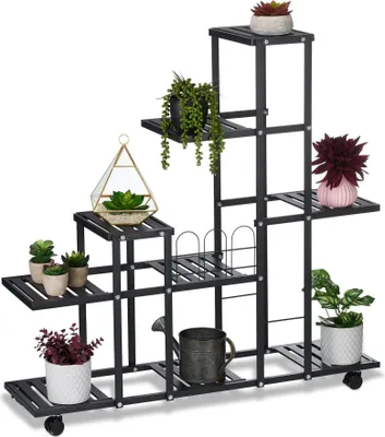 Produktbild von Schwarzer Blumenständer mit Rollen