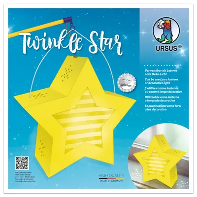 Productafbeelding van Lantaarn knutselset Twinkle Star, 300g/m², 19,3x18,3x8 cm, geel