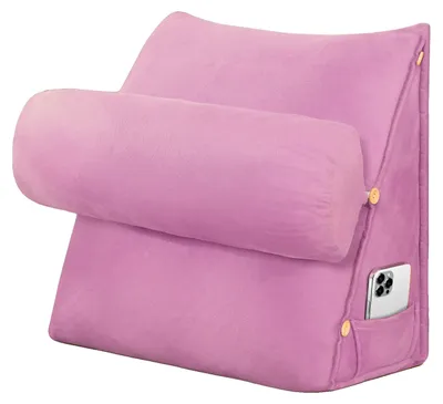 Produktbild von Rückenstützkissen, verstellbare Winkel, abnehmbarer Nackenrollen, Rosa, 60x22x50cm-b