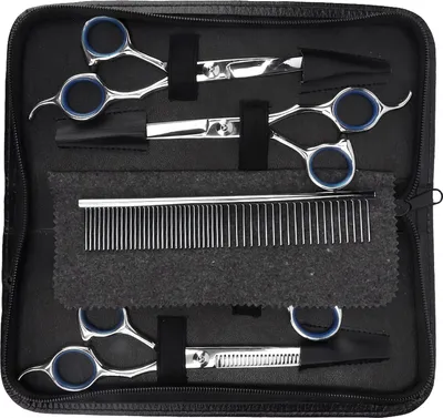 Obrázek produktu pro 6PCS Pet Grooming Nůžky Hřeben Set Pes Štěně Kočka Stříhání vlasů Ředění Clippers6PCS