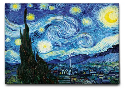 Immagine prodotto di Vincent Van Gogh - Notte stellata - 50L x 35l cm - Quadro Tela Canvas Telaio Standard