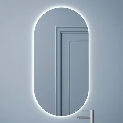 Produktbild von bd-art, Badezimmerspiegel, Oval, LED, IP44, 100x40 cm, zur Wandmontage, Modell Luna, Kaltweiß 4200K, HDF-Rahmen, Glasspiegel, bis zu 20.000 Stunden