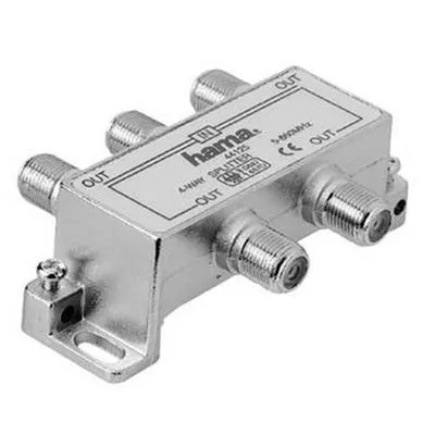 Produktbild von Hama CATV Splitter, 4 Way, Kabelsplitter, 5 - 862 MHz, Silber, Metall, 1 Stück(e), 230 mm