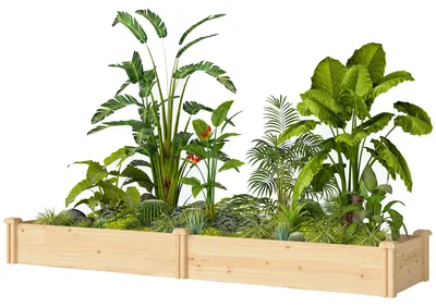 Productafbeelding van Outsunny verhoogde tuinbed, plantenbak met scheidingswand en open bodem, vroegetuin