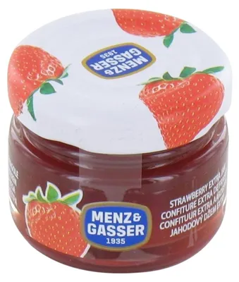 Produktbild von Menz & Gasser Extra Erdbeer Marmelade 24 x 28 g, 672 g Gesamtgewicht