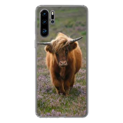 Produktbild von MuchoWow® Handyhülle Schutzhülle Hülle für Huawei P30 Pro Schottische Hochlandbewohner - Heidelandschaft - Tiere Silikon Softcase Handy Hülle - Schutzdeckel