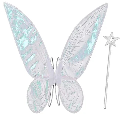 Immagine prodotto di Solidchoice - Ali da fata per bambine - Ali da angelo bianche con glitter, ideali per Halloween