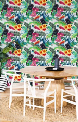 Produktbild von Coloray Fototapete 360x250 cm Vlies-Fototapete - Utensilien Hawaii-Vögel
