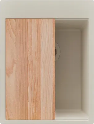 Produktbild von PRIMAGRAN Spülbecken Beige 38x50cm, Granitspüle 1 Becken + Ablauf-Set + Schneidebrett, Küchenspüle ab 40er Unterschrank - Oslo